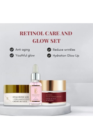 Coffret rétinol, rose et acide hyaluronique - 3 produits