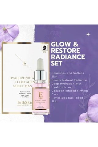 Huile soin rose blossom glow et masque acide hyaluronique et collagène - Tous types de peau