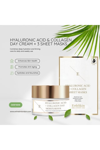 Crème de jour 50ml et masque acide hyaluronique et collagène - Tous types de peau - 2 produits