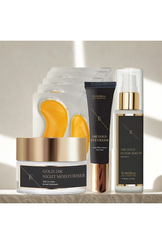 Sérum anti-rides 60 ml, crème de nuit anti-rides 50 ml, crème contour des yeux 15 ml et patchs collagène 5x2 pads -  4 produits 