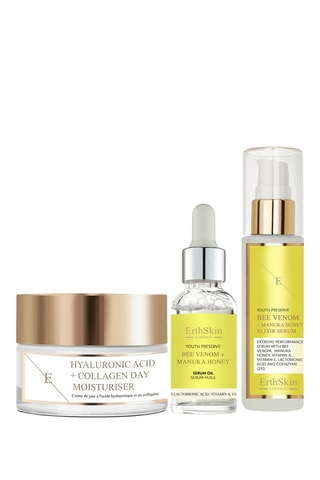 Coffret venin d'abeille, miel de Manuka, acide hyaluronique et collagène - 3 produits