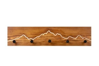 Perchero de madera - Natural y negro - 60 x 14 x 5 cm