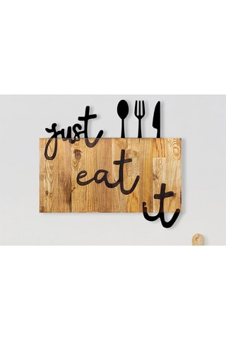 Adorno mural de madera - 58 x 52 cm - Natural y negro