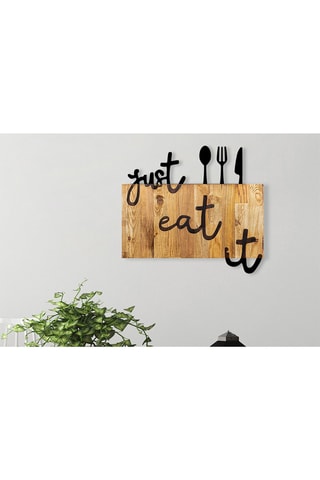 Adorno mural de madera - 58 x 52 cm - Natural y negro