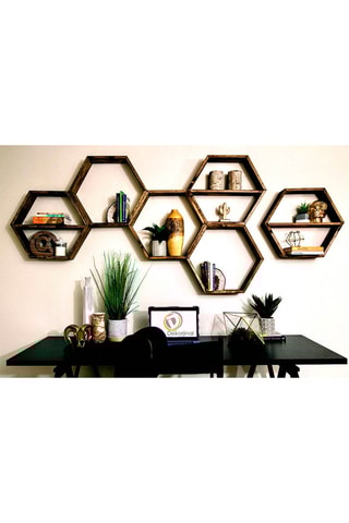 6 estantes murales de madera de pícea - 40 x 10 x 37 cm