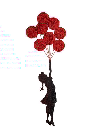 Adorno mural «Niña con globo» de Banksy - 100 x 34 cm - Negro y rojo