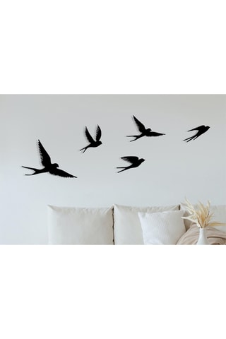 Adorno mural 5 oiseaux - 33 x 22,5 cm - 13,5 x 17 cm - 16 x 10 cm - 23,5 x 15,5 cm - 17 x 10 cm - Negro