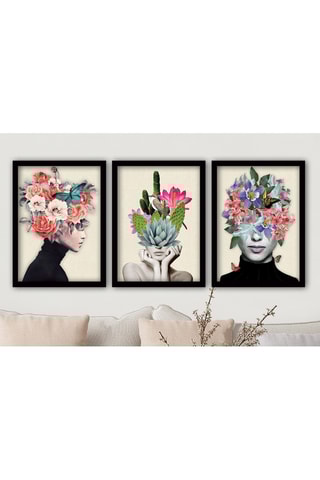 3 pinturas decorativas emolduradas Marcel -   35 x 45 cm