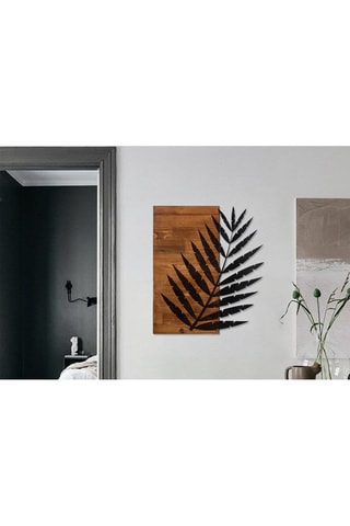 Adorno mural Leaf - Negro y natural - 50 x 58 cm
