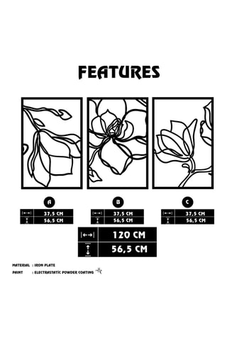 3 adornos murales Adda - Negro - 120 x 56,5 cm