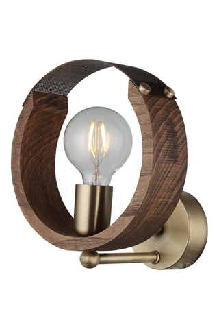 Aplique mural de madera Manya - Natural y dorado - 40 W