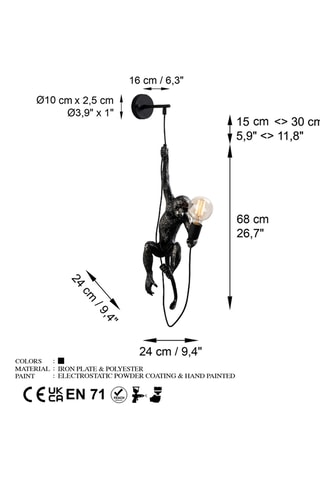 Aplique mural Singe 2 - Negro - 40 W