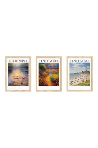 3 cuadros de madera maciza Claude Monet - 30 x 40 cm