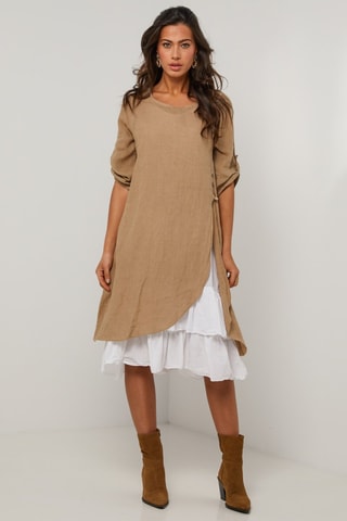 Vestido largo de lino  -  100 % lino - 