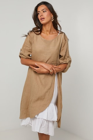 Vestido largo de lino  -  100 % lino - 