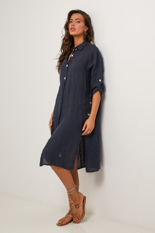 Vestido camisero  -  100 % lino - 