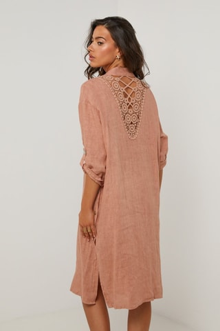 Vestido camisero  -  100 % lino -  y 