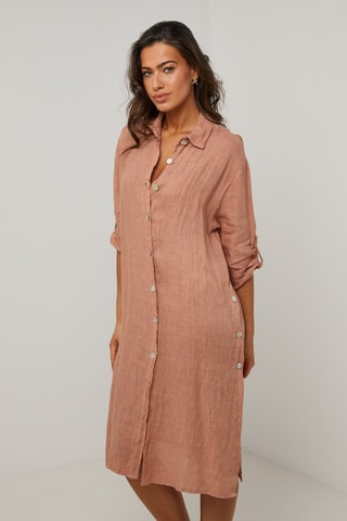 Vestido camisero  -  100 % lino -  y 