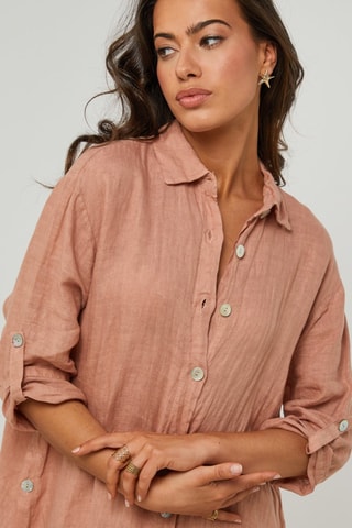 Vestido camisero  -  100 % lino -  y 