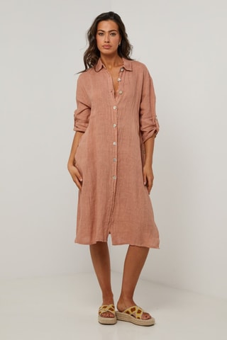 Vestido camisero  -  100 % lino -  y 