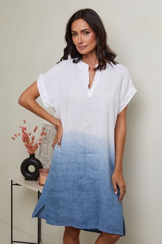 Vestido recto  -  100 % lino -  y 