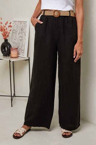 Pantalón de tiro alto  -  100 % lino -  y 