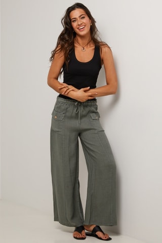 Pantalón flare de lino  -  100 % lino - 