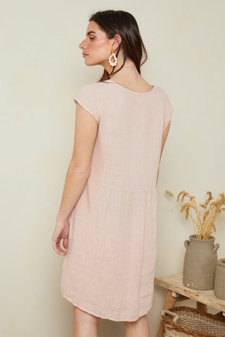 Vestido recto de lino  -  100 % lino - 