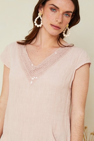 Vestido recto de lino  -  100 % lino - 