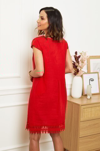 Vestido evasé corto  -  100 % lino - 