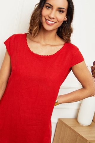 Vestido evasé corto  -  100 % lino - 