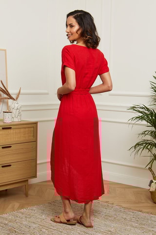 Vestido camisero largo  -  100 % lino - 