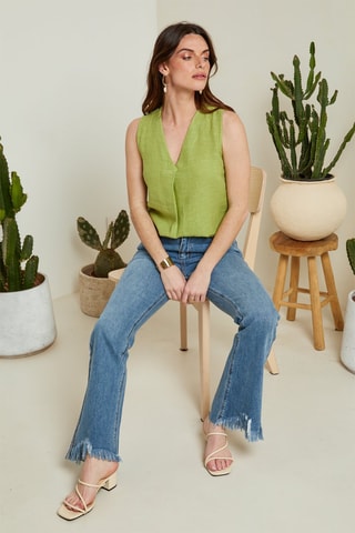 Top  -  100 % lino - Verde