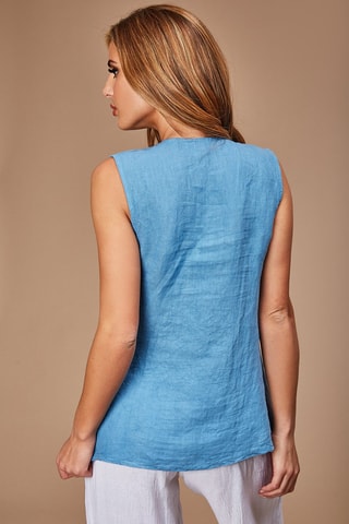 Top  -  100 % lino - Azul