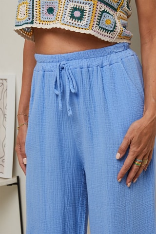 Pantalón de tiro alto  -  100 % lino - 