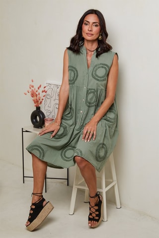 Vestido evasé  -  100 % lino - 