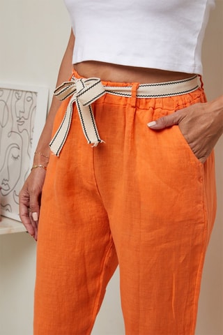 Pantalón 7/8 de tiro alto  -  100 % lino - 