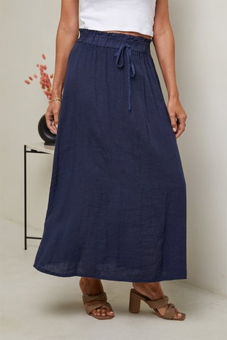 Falda larga de talle alto  -  100 % lino - 
