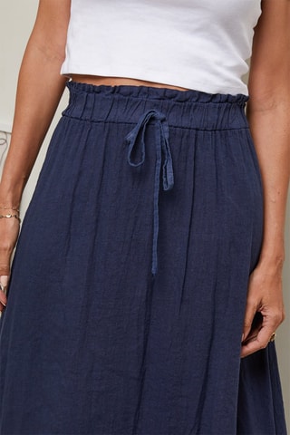 Falda larga de talle alto  -  100 % lino - 