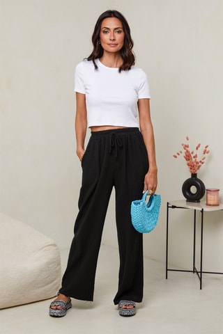 Pantalón de tiro alto  -  100 % lino - 