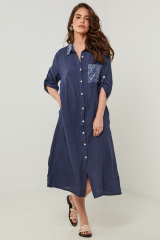 Vestido camisero - 100 % lino - 