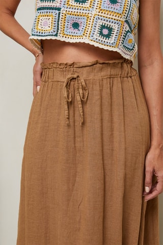 Falda larga de talle alto  -  100 % lino - 