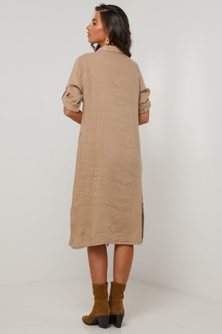 Vestido camisero de lino  -  100 % lino - 