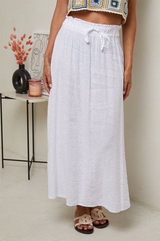 Falda larga de talle alto  -  100 % lino - 