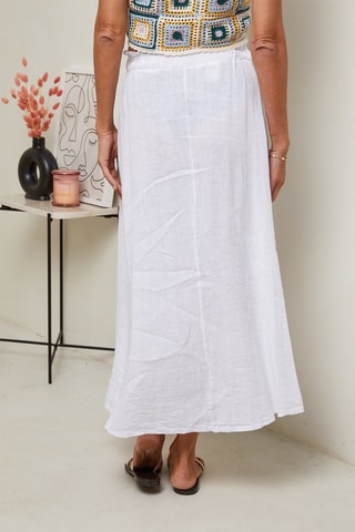 Falda larga de talle alto  -  100 % lino - 