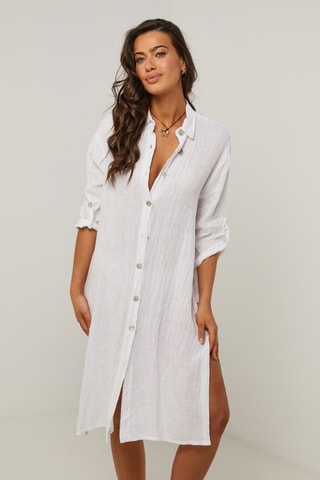 Vestido camisero  -  100 % lino - 