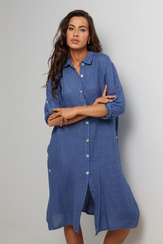 Vestido camisero  -  100 % lino - 