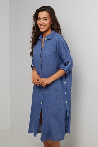 Vestido camisero  -  100 % lino - 