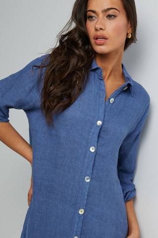 Vestido camisero  -  100 % lino - 