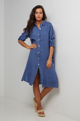 Vestido camisero  -  100 % lino - 